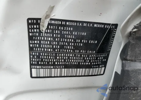 2024 Volkswagen Tiguan Se из США, поврежденный, VIN 3VVMB7AX9RM174127